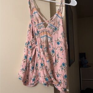Floral Pink Strappy Women's Top